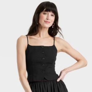 A New Day Black Button-Front Blouse